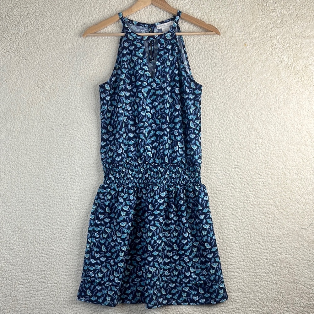 NWT Design History Womens Blue Floral Halter Neck Sleeveless Mini Dress Size 8